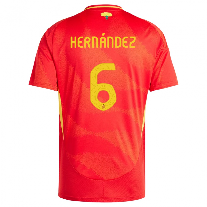 Hombre Camiseta España Gerard Hernandez #6 Rojo 1ª Equipación 24-26 La Camisa Chile