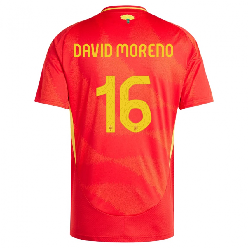 Hombre Camiseta España Antonio David Moreno #16 Rojo 1ª Equipación 24-26 La Camisa Chile