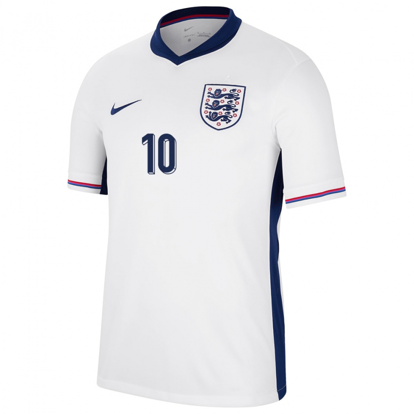 Hombre Camiseta Inglaterra Jude Bellingham #10 Blanco 1ª Equipación 24-26 La Camisa Chile