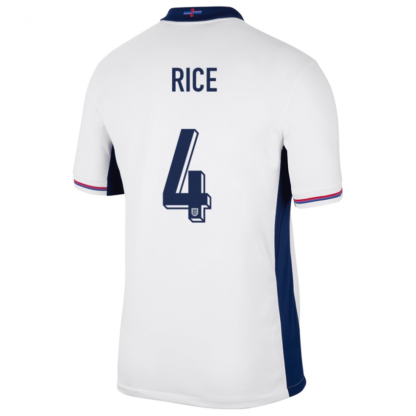 Hombre Camiseta Inglaterra Declan Rice #4 Blanco 1ª Equipación 24-26 La Camisa Chile