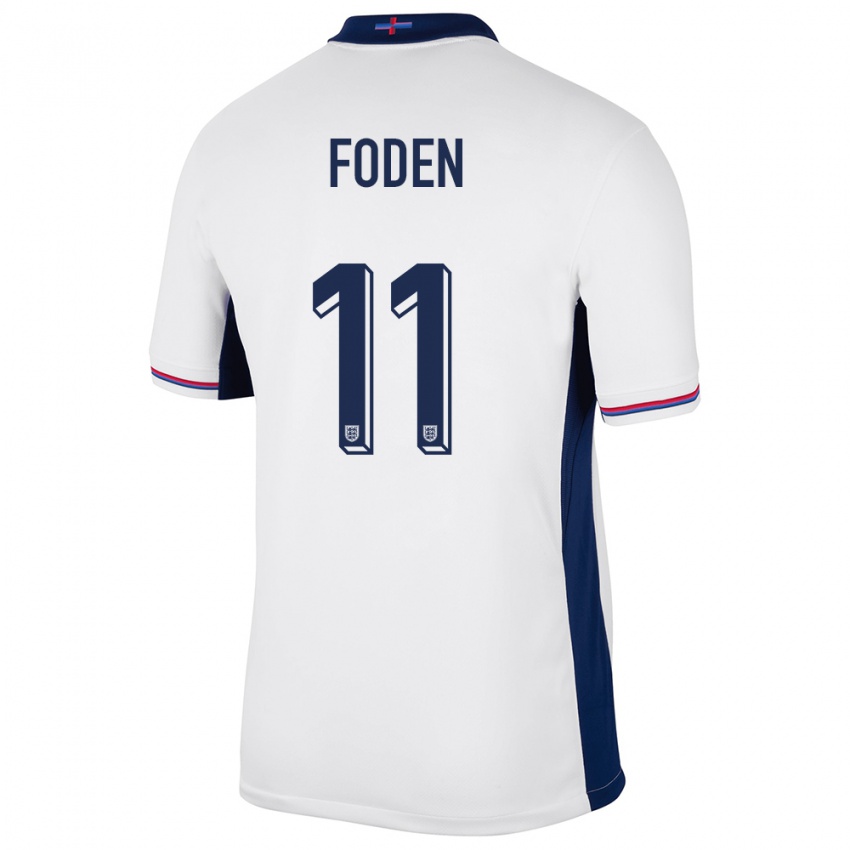 Hombre Camiseta Inglaterra Phil Foden #11 Blanco 1ª Equipación 24-26 La Camisa Chile