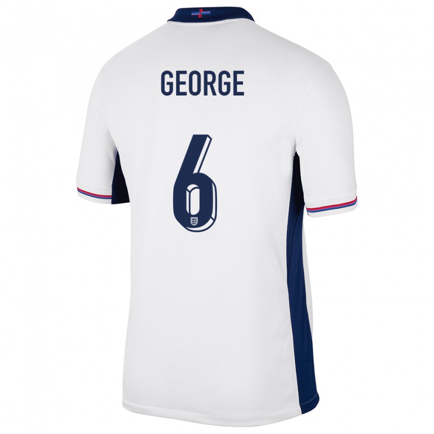 Hombre Camiseta Inglaterra Gabby George #6 Blanco 1ª Equipación 24-26 La Camisa Chile