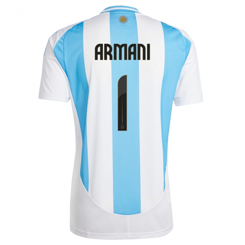 Hombre Camiseta Argentina Franco Armani #1 Blanco Azul 1ª Equipación 24-26 La Camisa Chile