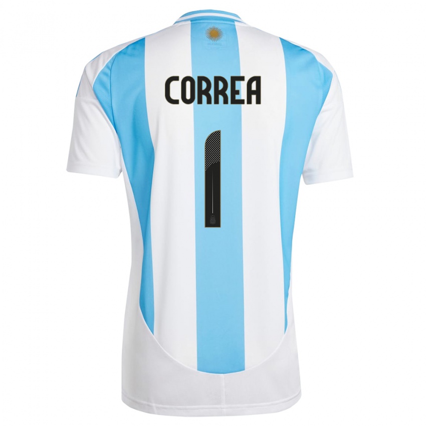 Hombre Camiseta Argentina Vanina Correa #1 Blanco Azul 1ª Equipación 24-26 La Camisa Chile