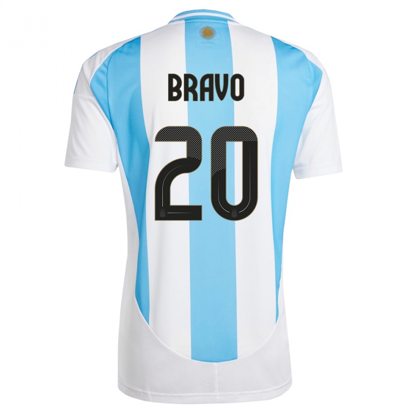 Hombre Camiseta Argentina Ruth Bravo #20 Blanco Azul 1ª Equipación 24-26 La Camisa Chile