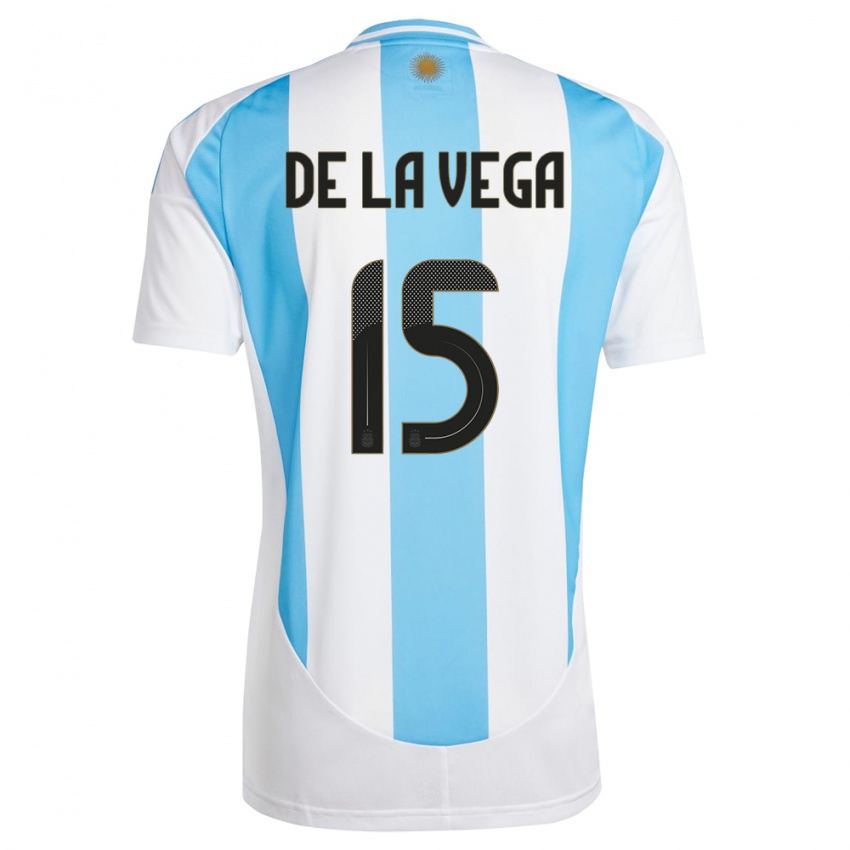 Hombre Camiseta Argentina Pedro De La Vega #15 Blanco Azul 1ª Equipación 24-26 La Camisa Chile