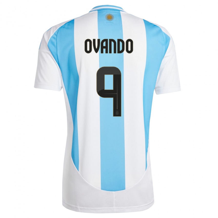 Hombre Camiseta Argentina Lautaro Ovando #9 Blanco Azul 1ª Equipación 24-26 La Camisa Chile