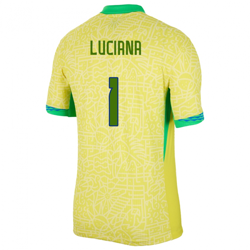 Hombre Camiseta Brasil Luciana #1 Amarillo 1ª Equipación 24-26 La Camisa Chile