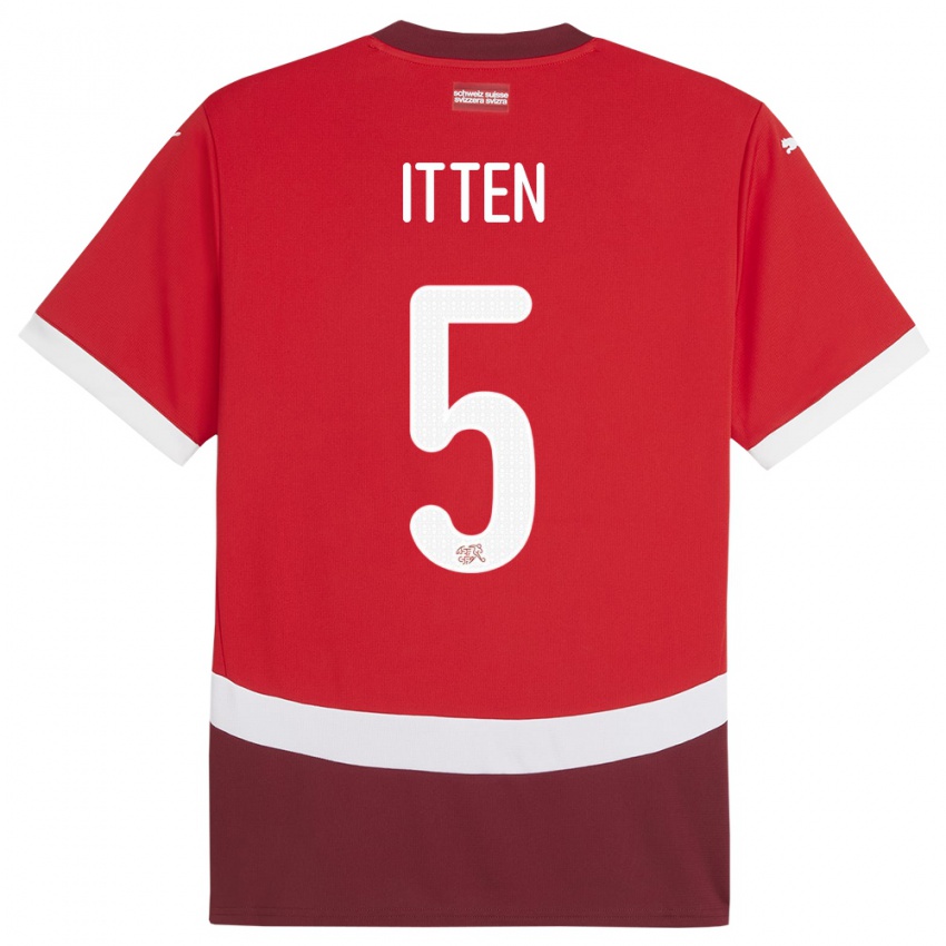 Hombre Camiseta Suiza Cedric Itten #5 Rojo 1ª Equipación 24-26 La Camisa Chile