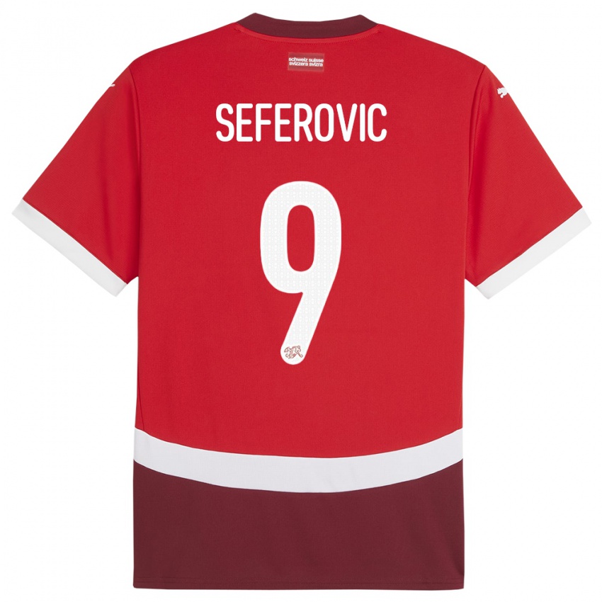Hombre Camiseta Suiza Haris Seferovic #9 Rojo 1ª Equipación 24-26 La Camisa Chile