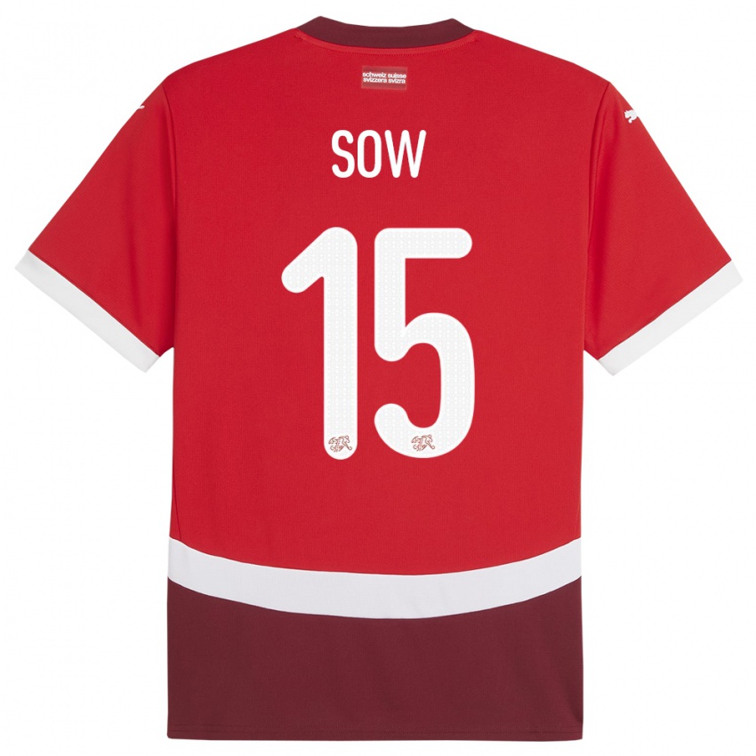 Hombre Camiseta Suiza Djibril Sow #15 Rojo 1ª Equipación 24-26 La Camisa Chile