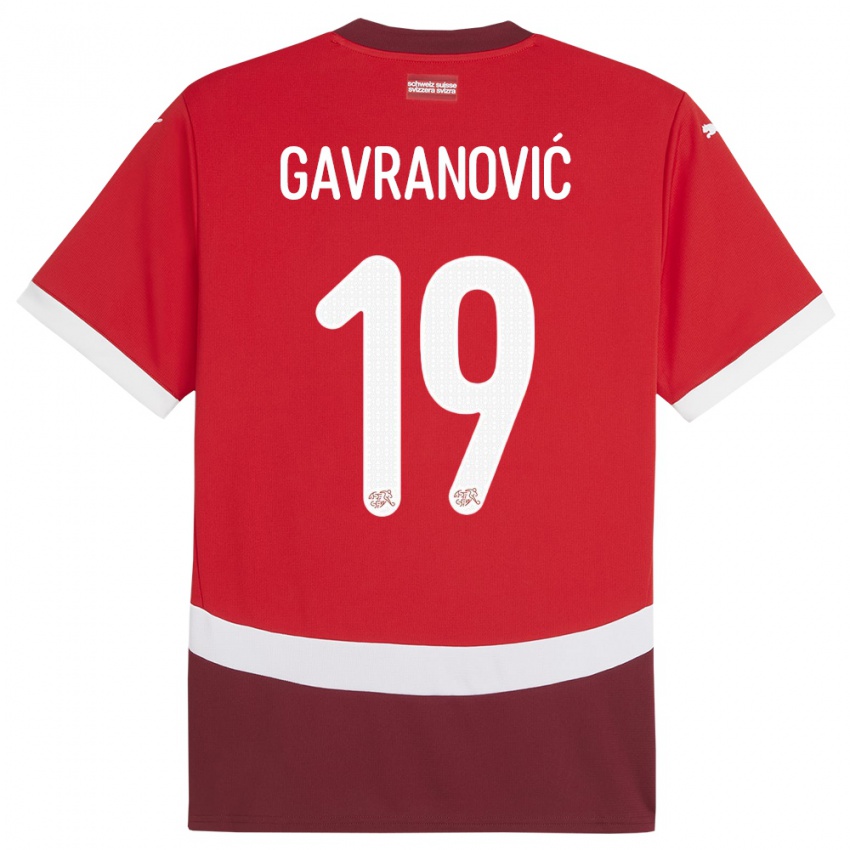 Hombre Camiseta Suiza Mario Gavranovic #19 Rojo 1ª Equipación 24-26 La Camisa Chile