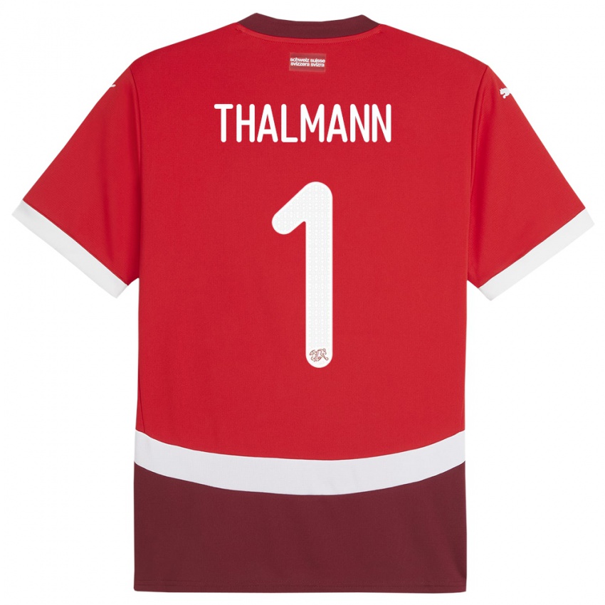 Hombre Camiseta Suiza Gaelle Thalmann #1 Rojo 1ª Equipación 24-26 La Camisa Chile