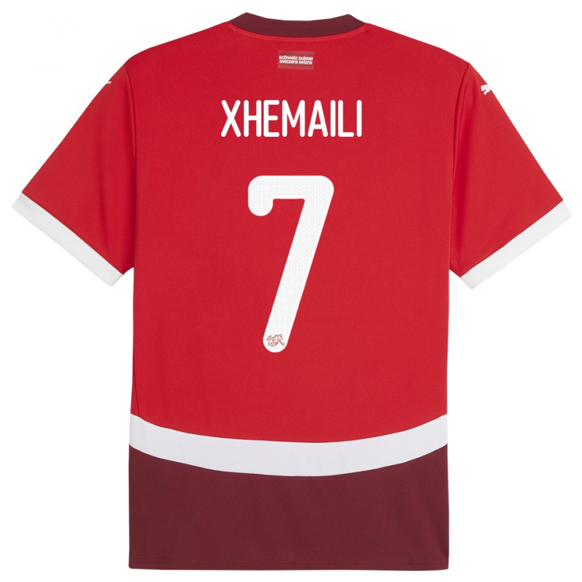 Hombre Camiseta Suiza Riola Xhemaili #7 Rojo 1ª Equipación 24-26 La Camisa Chile