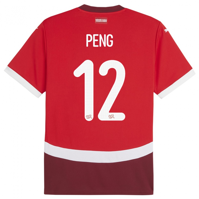 Hombre Camiseta Suiza Livia Peng #12 Rojo 1ª Equipación 24-26 La Camisa Chile