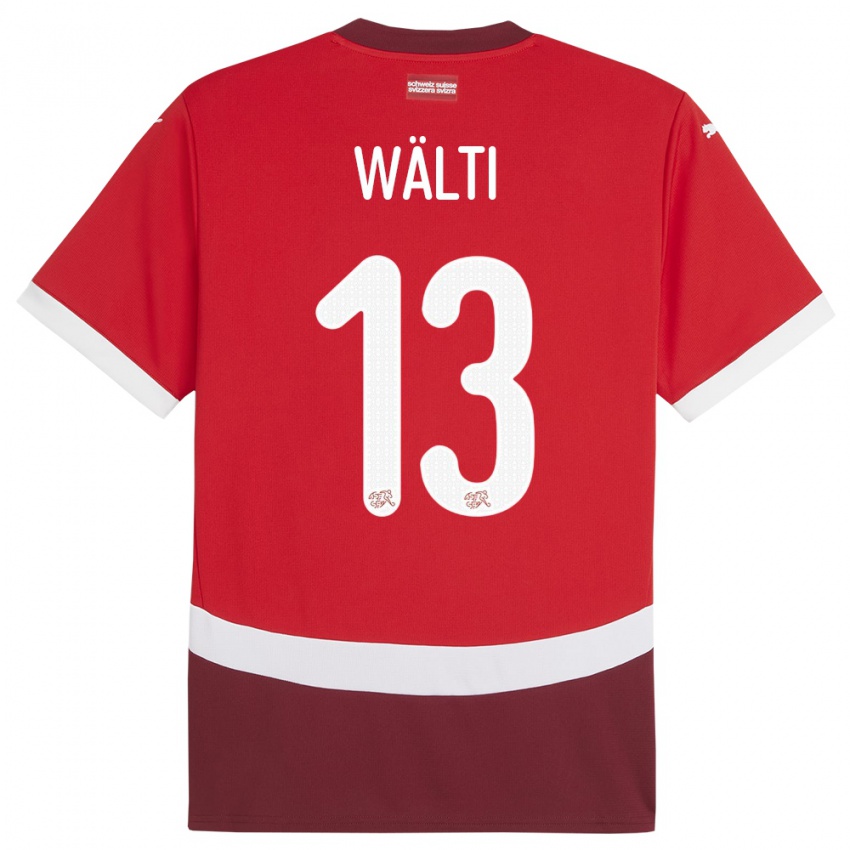 Hombre Camiseta Suiza Lia Walti #13 Rojo 1ª Equipación 24-26 La Camisa Chile