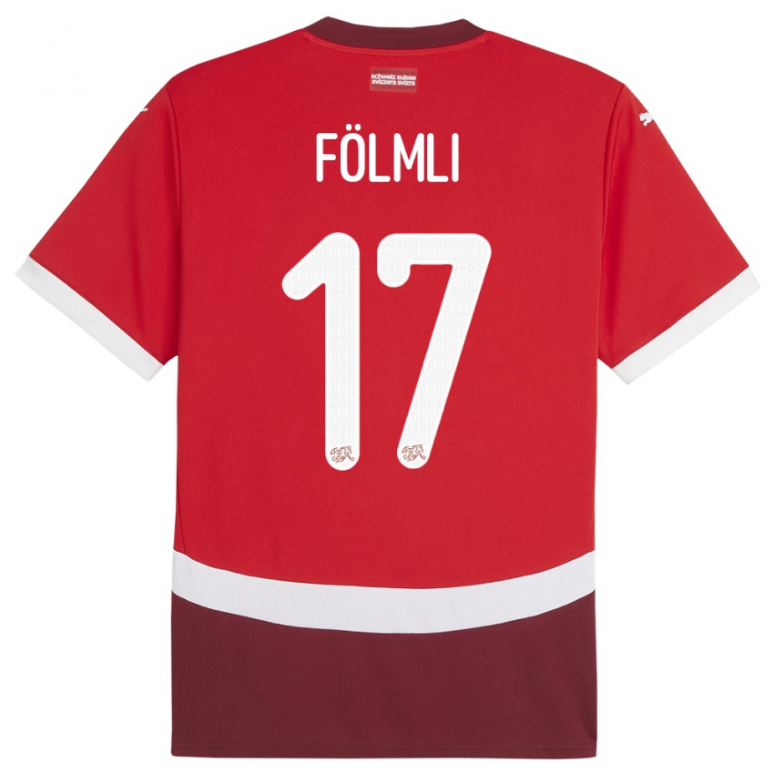 Hombre Camiseta Suiza Svenja Folmli #17 Rojo 1ª Equipación 24-26 La Camisa Chile