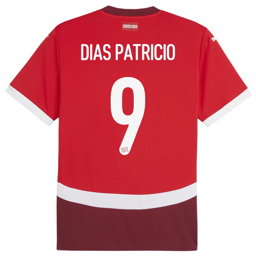 Hombre Camiseta Suiza Alexandre Dias Patricio #9 Rojo 1ª Equipación 24-26 La Camisa Chile