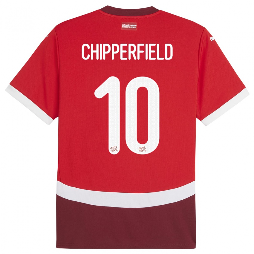 Hombre Camiseta Suiza Liam Chipperfield #10 Rojo 1ª Equipación 24-26 La Camisa Chile