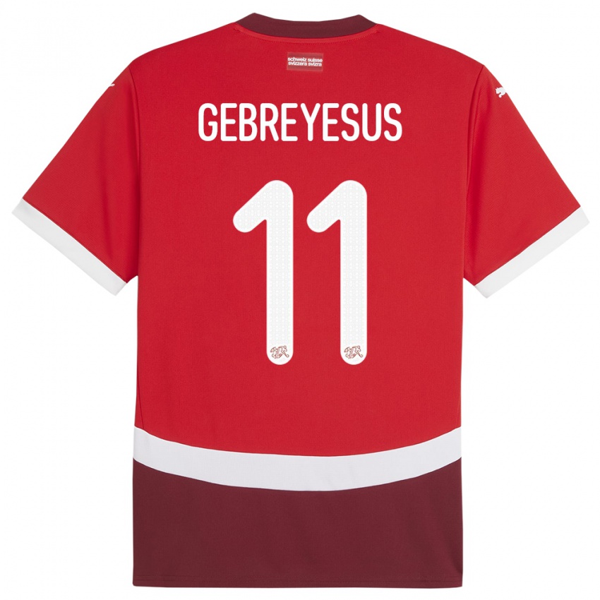 Hombre Camiseta Suiza Esey Gebreyesus #11 Rojo 1ª Equipación 24-26 La Camisa Chile