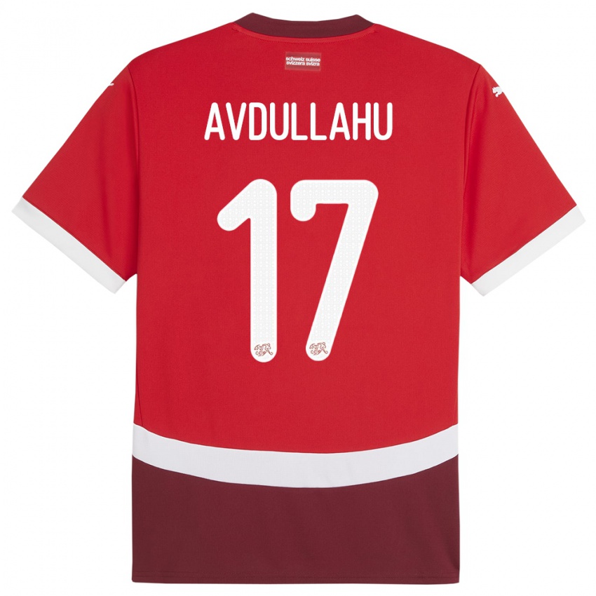 Hombre Camiseta Suiza Leon Avdullahu #17 Rojo 1ª Equipación 24-26 La Camisa Chile