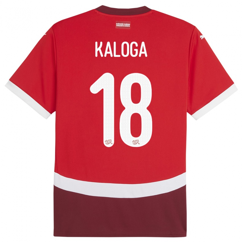 Hombre Camiseta Suiza Issa Kaloga #18 Rojo 1ª Equipación 24-26 La Camisa Chile