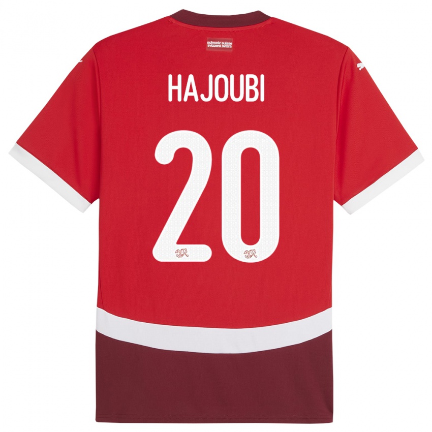 Hombre Camiseta Suiza Amin Hajoubi #20 Rojo 1ª Equipación 24-26 La Camisa Chile