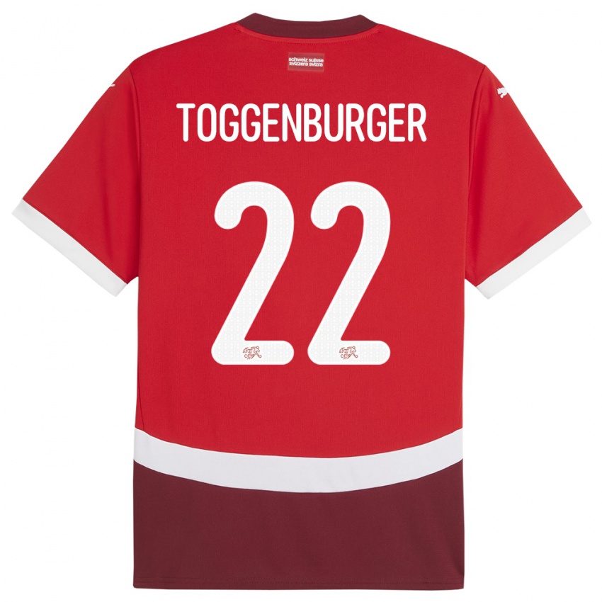 Hombre Camiseta Suiza Nando Toggenburger #22 Rojo 1ª Equipación 24-26 La Camisa Chile