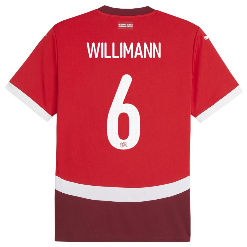 Hombre Camiseta Suiza Mauricio Willimann #6 Rojo 1ª Equipación 24-26 La Camisa Chile