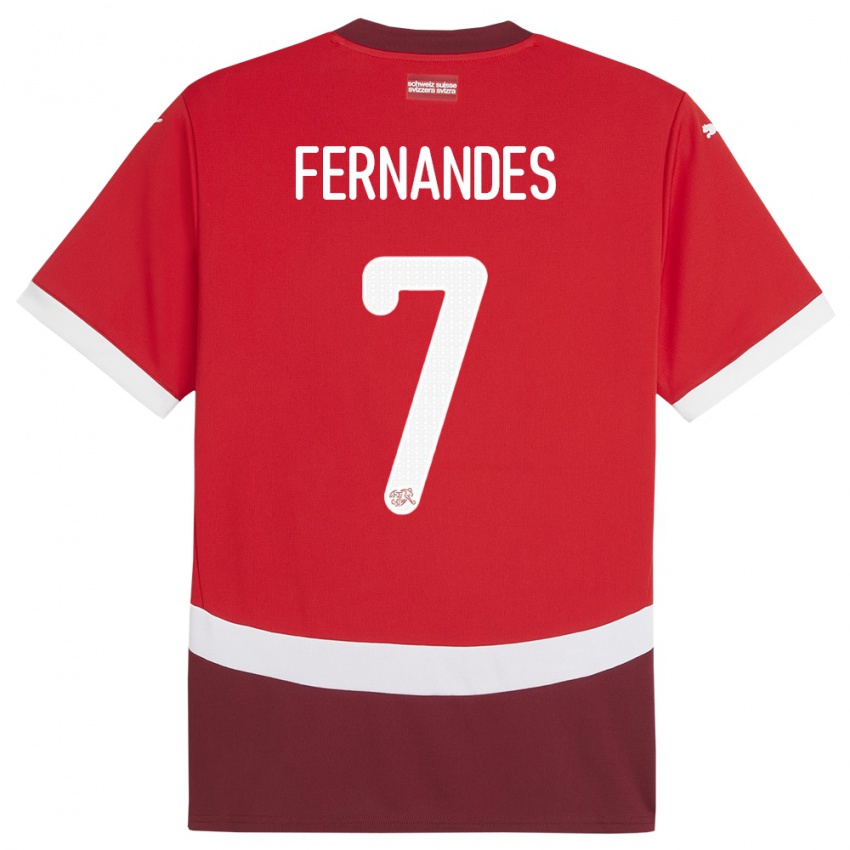 Hombre Camiseta Suiza Ruben Fernandes #7 Rojo 1ª Equipación 24-26 La Camisa Chile