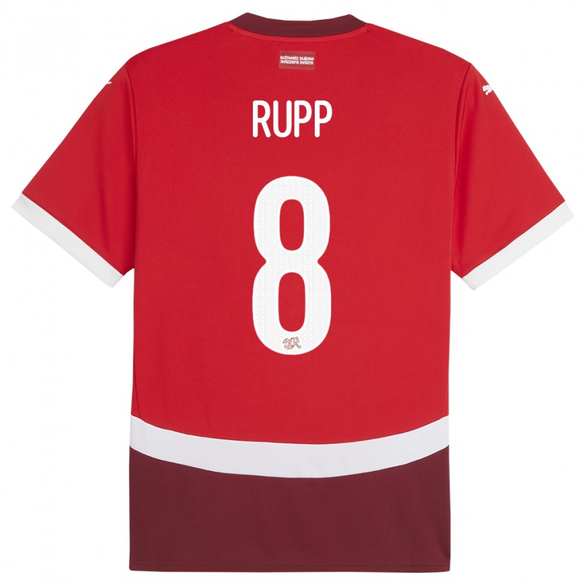 Hombre Camiseta Suiza Noah Rupp #8 Rojo 1ª Equipación 24-26 La Camisa Chile