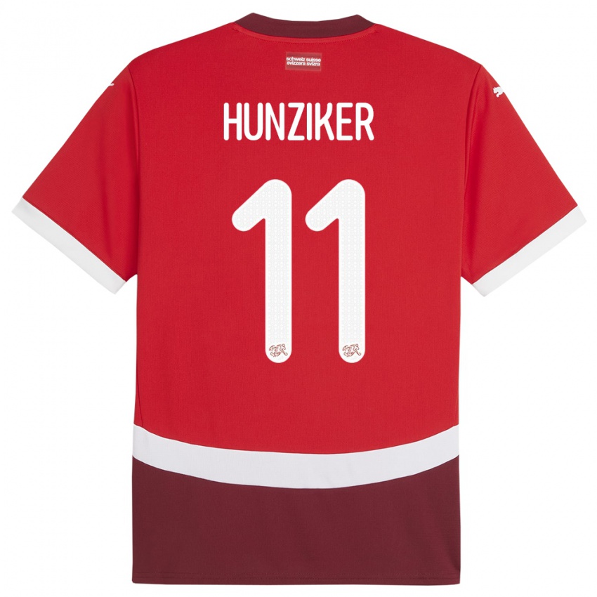 Hombre Camiseta Suiza Andrin Hunziker #11 Rojo 1ª Equipación 24-26 La Camisa Chile