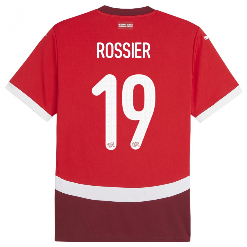 Hombre Camiseta Suiza Evan Rossier #19 Rojo 1ª Equipación 24-26 La Camisa Chile