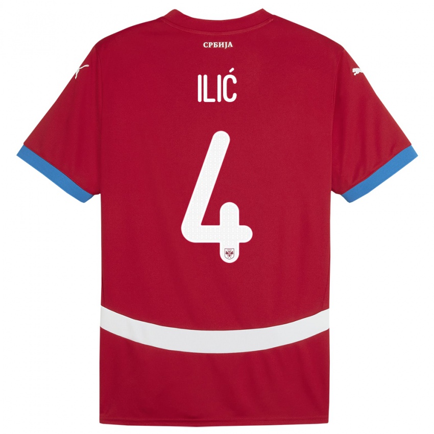 Hombre Camiseta Serbia Marija Ilic #4 Rojo 1ª Equipación 24-26 La Camisa Chile