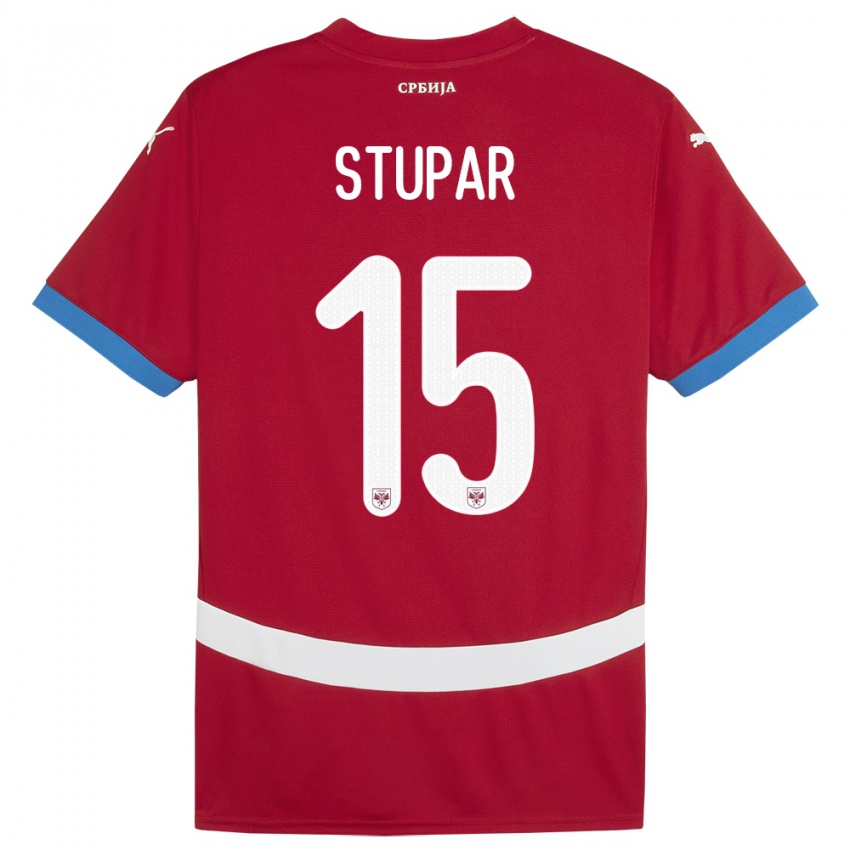 Hombre Camiseta Serbia Zivana Stupar #15 Rojo 1ª Equipación 24-26 La Camisa Chile