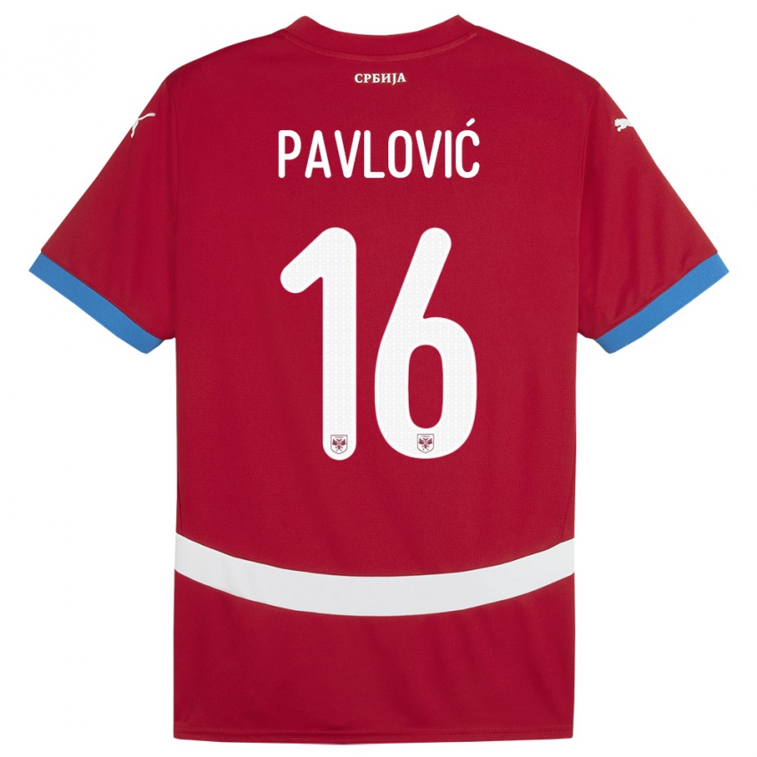 Hombre Camiseta Serbia Sara Pavlovic #16 Rojo 1ª Equipación 24-26 La Camisa Chile