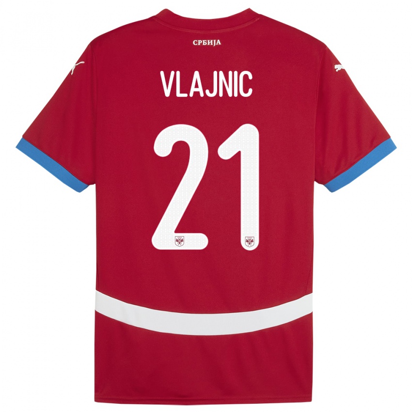 Hombre Camiseta Serbia Tyla Jay Vlajnic #21 Rojo 1ª Equipación 24-26 La Camisa Chile