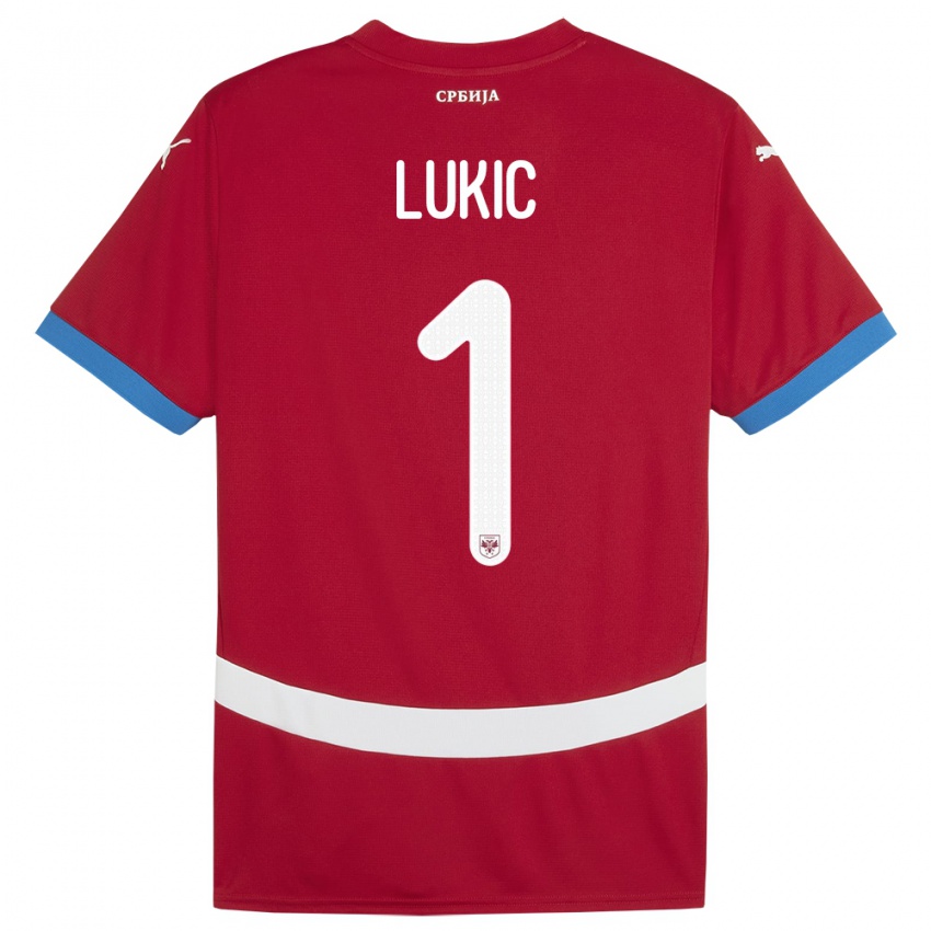 Hombre Camiseta Serbia Ognjen Lukic #1 Rojo 1ª Equipación 24-26 La Camisa Chile