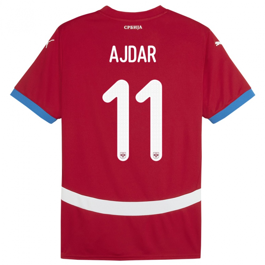 Hombre Camiseta Serbia Ognjen Ajdar #11 Rojo 1ª Equipación 24-26 La Camisa Chile