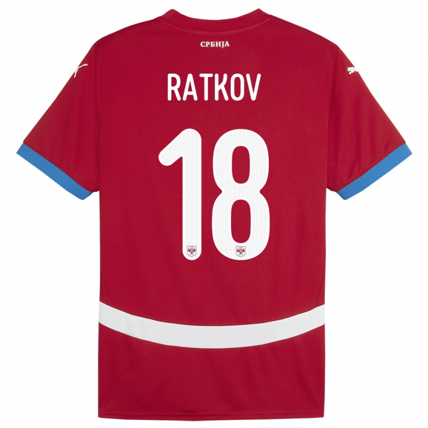 Hombre Camiseta Serbia Petar Ratkov #18 Rojo 1ª Equipación 24-26 La Camisa Chile