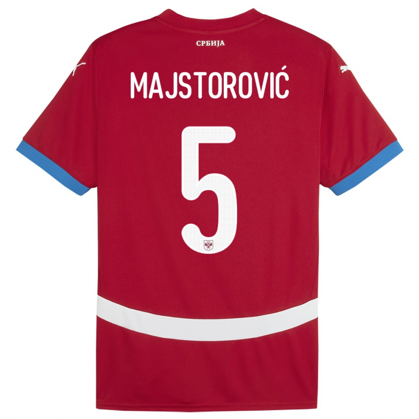 Hombre Camiseta Serbia Milan Majstorovic #5 Rojo 1ª Equipación 24-26 La Camisa Chile