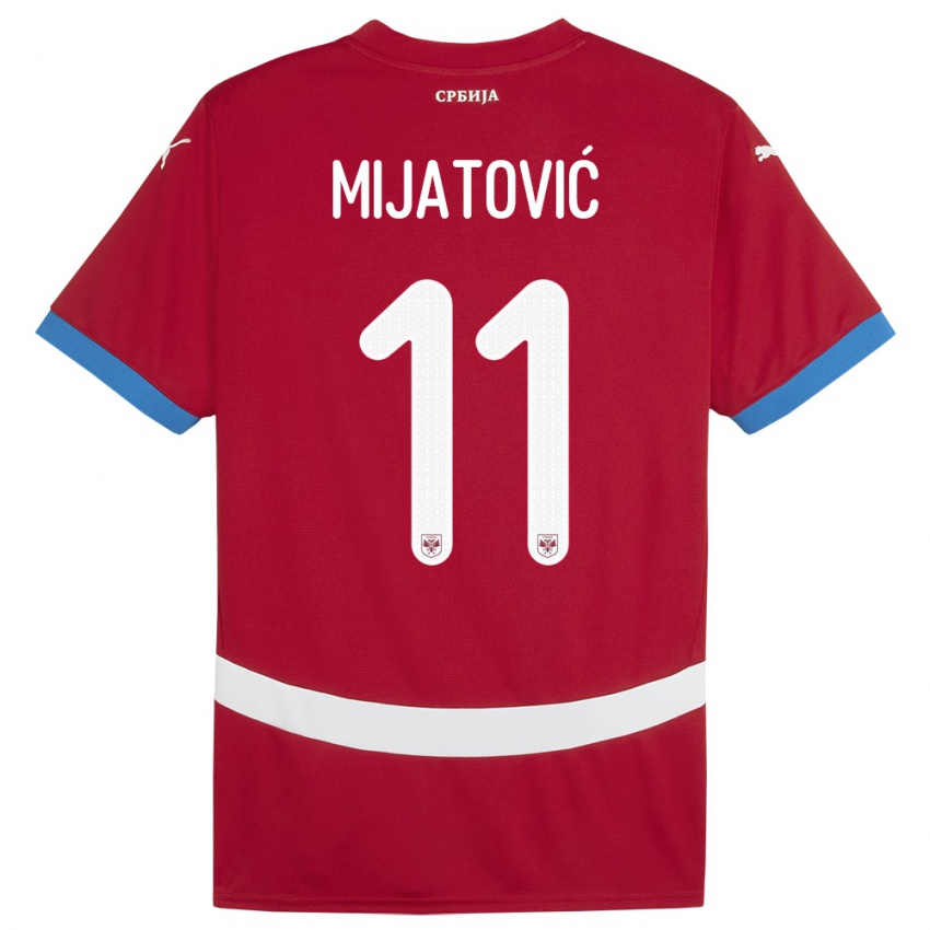 Hombre Camiseta Serbia Jovan Mijatovic #11 Rojo 1ª Equipación 24-26 La Camisa Chile