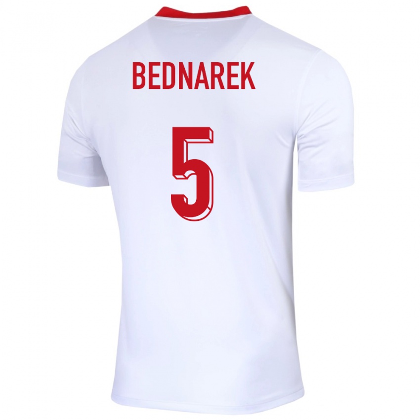 Hombre Camiseta Polonia Jan Bednarek #5 Blanco 1ª Equipación 24-26 La Camisa Chile