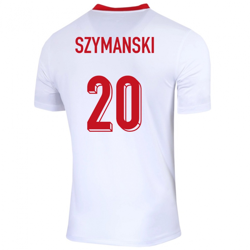 Hombre Camiseta Polonia Sebastian Szymanski #20 Blanco 1ª Equipación 24-26 La Camisa Chile