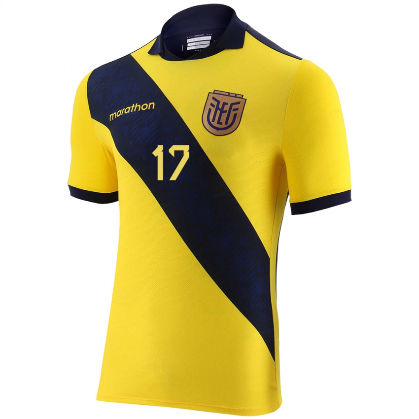 Hombre Camiseta Ecuador Angelo Preciado #17 Amarillo 1ª Equipación 24-26 La Camisa Chile