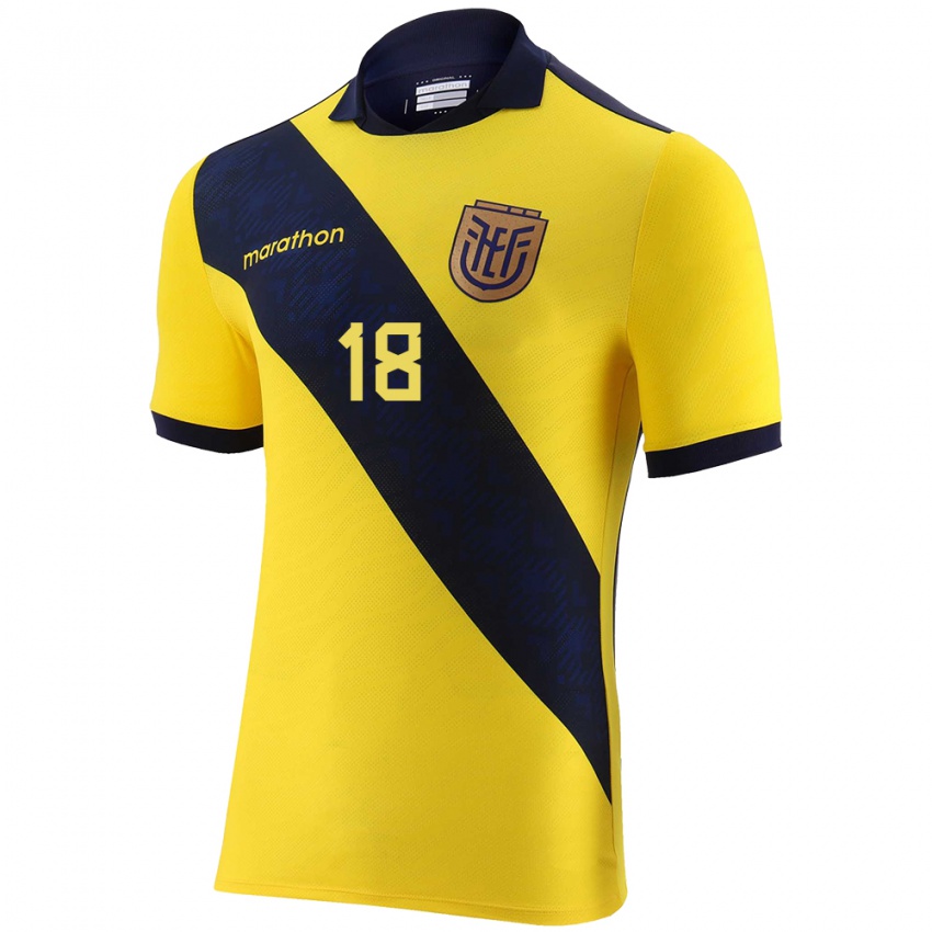 Hombre Camiseta Ecuador Diego Palacios #18 Amarillo 1ª Equipación 24-26 La Camisa Chile