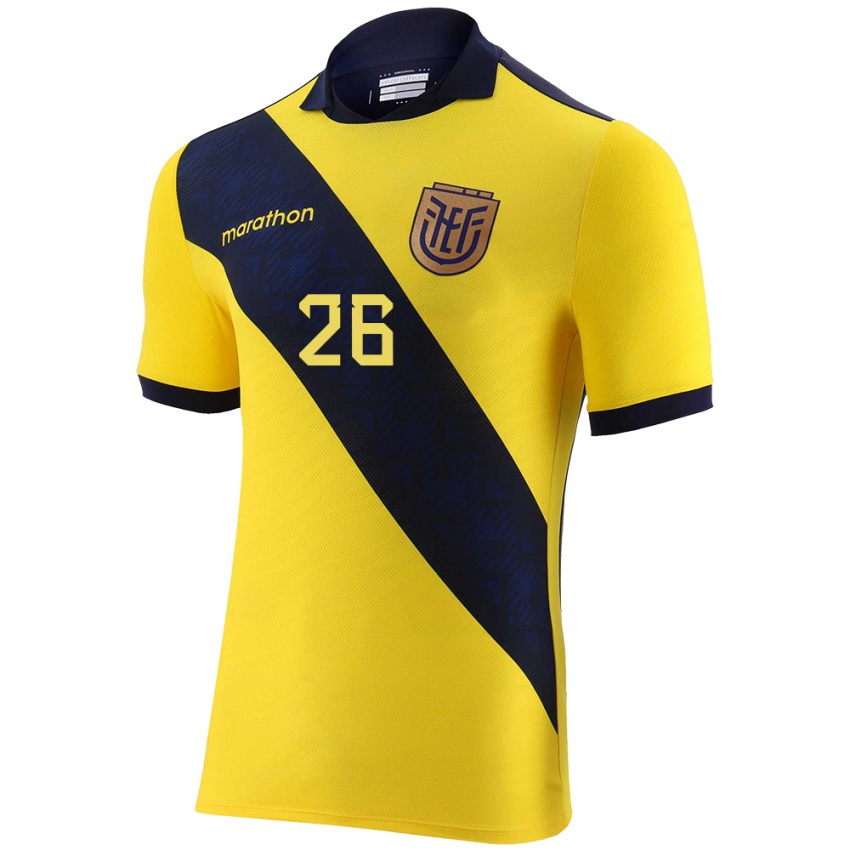 Hombre Camiseta Ecuador Anthony Valencia #26 Amarillo 1ª Equipación 24-26 La Camisa Chile