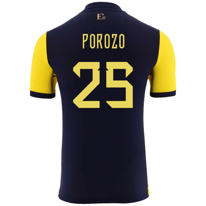 Hombre Camiseta Ecuador Jackson Porozo #255 Amarillo 1ª Equipación 24-26 La Camisa Chile