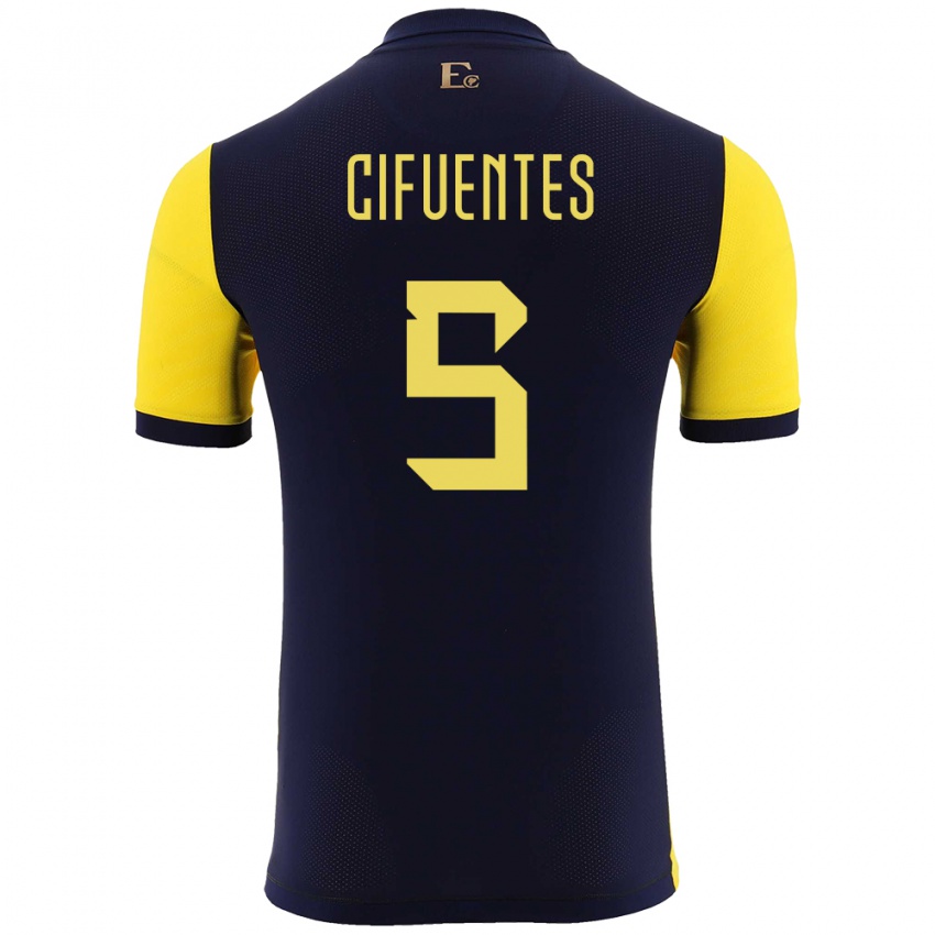 Hombre Camiseta Ecuador Jose Cifuentes #5 Amarillo 1ª Equipación 24-26 La Camisa Chile