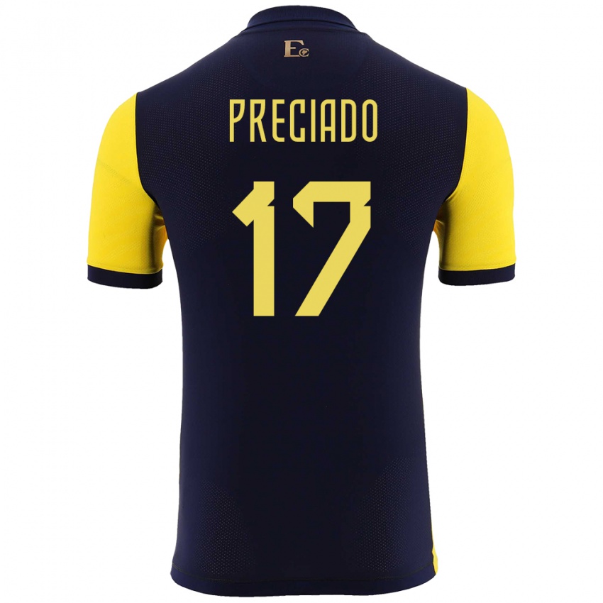 Hombre Camiseta Ecuador Angelo Preciado #17 Amarillo 1ª Equipación 24-26 La Camisa Chile